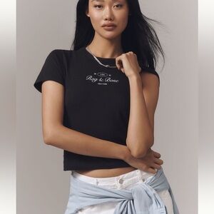 Rag & Bone Black Fitted Crop Tee NEW
